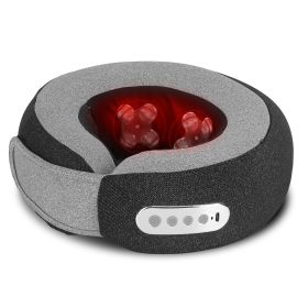 2 In 1 Neck Massager Pillow with Heat Electric Memory Foam Travel Pillow Shiatsu Neck Massager with 3 Speeds Timer for Home Office Travel