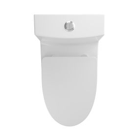 1.1/1.6 GPF Elongated Comfort Height Floor Mounted One-Piece Toilet, CUPC Certified, WaterSense Cetified, Ceramic, White Color, Soft Close Seat T