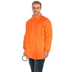 Orange Disposable Lab Jackets for Adults, 3X-Large. Pack of 30 Polypropylene Disposable Jacket Lab Coat with Elastic Wrists, Snap Front
