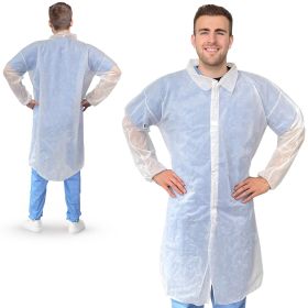 Disposable Lab Coats for Adults, 3X-Large Size. Pack of 50 Knee Length Lab Coat Disposable. 40 gsm PP PPE Coat with Hook and Loop