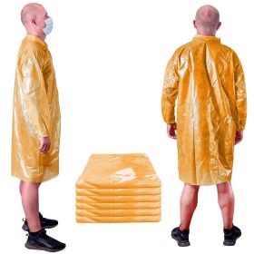 Disposable Lab Coats. Pack of 50 Polyethylene Orange Protective Robes 3X-Large with Elastic Wrists. Unisex Waterproof Workwear. Lightweight