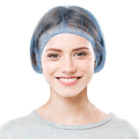 Blue Disposable Hair Net 18 inches. Pack of 1000 Nylon Disposable Bouffant Caps for Kitchen Use. Unisex Lightweight Hair Nets for Food Service. B