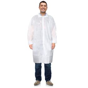 White Disposable Lab Coat X-Large, Pack of 30 Disposable Lab Coats for Adults, Breathable PP 35 GSM Painting Lab Coat Disposable with Elastic Wri