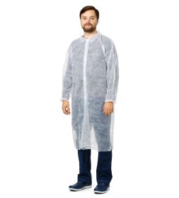 Pack of 30 White Lab Coats 4X-Large Size. Unisex Disposable Polypropylene Labcoats. 3 Snaps, Collar, Elastic Wrists