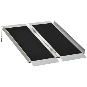 HOMCOM 3ft Portable Wheelchair Ramp, Aluminum, Single-Fold, Mobility Scooter Access, with Handle, Black