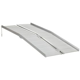 HOMCOM 6ft Folding Wheelchair Ramp Portable Aluminum Easy Access Silver for Stairs Doorways