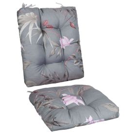 2Pcs Rocking Chair Cushion Upper And Lower Back And Seat Sets with Non-Slip Ties Polyester Fiber Filling Comfortable for Indoor Home Office Car (Option: Grey_BeigeLeaf)