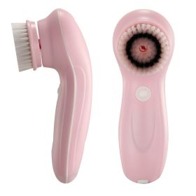 Facial Cleansing Brush IPX6 Waterproof 2 Speeds Face Brush w/3 Brush Heads USB Rechargeable for Deep Cleansing Gentle Exfoliation (Option: Pink)