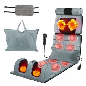 Full Body Electric Massage Mat Heating Vibration Massage Pad Cushion Back Massage Mattress Chair Pad with Neck Foot Massage Head Pillow and Cloth Lumb (Option: Upgrade)
