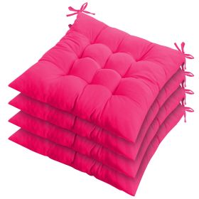 4Pcs Chair Cushion Pads Pillow 17.72x17.72x2.37in Soft Tie On Square Sitting Mats For Home Office Car Sitting Travel (Option: Pro_RoseRed)