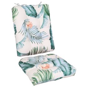 Rocking Chair Cushion 2 Pieces Back Seat Sets with Non-Slip Ties Polyester Fiber Filling Comfortable Cushions and Pads for Indoor Home Office Car (Option: Beige_GreenLeaf)