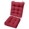 2Pcs Waterproof Rocking Chair Cushion Upper And Lower Back And Seat Sets with Non-Slip Ties Oxford Cloth Surface Polyester Filling Comfortable for Ind