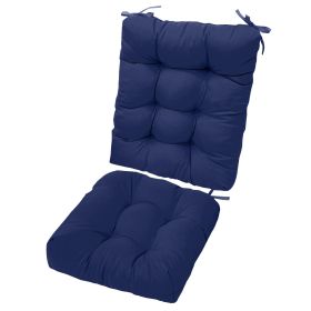Rocking Chair Cushion 2 Pieces Back Seat Sets with Non-Slip Ties Polyester Fiber Filling 
Comfortable for Indoor Home Office Car (Option: NavyBlue)