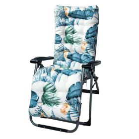 67x22in Chaise Lounger Cushion Recliner Rocking Chair Sofa Mat Deck Chair Cushion (Option: White_BlueLeaf)