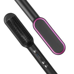 Hair Straightener Brush Electric Hair Straightener Comb Hot Comb for Women Hot Comb with 5 Heating Levels Wide Voltage Range Black (Option: US)