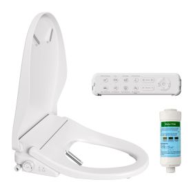 Smart Bidet Toilet Seat with Side Knob Adjustable Heated Seat with Water Temperature and Pressure Adjustment Portable Bidet with Automatic Nozzle (Color: as Pic)
