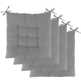 4Pcs Chair Cushion Pads Pillow 15.75x15.75x2.37in Soft Tie On Square Sitting Mats For Home Office Car Sitting Travel (Option: Grey)