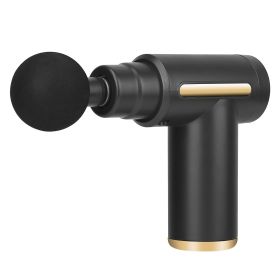Percussion Massage Gun USB Type C Rechargeable Deep Tissue Vibration Massager Handheld Leg Body Cordless Massager w/ 4 Interchangeable Heads 6 Intensi (Option: Black)